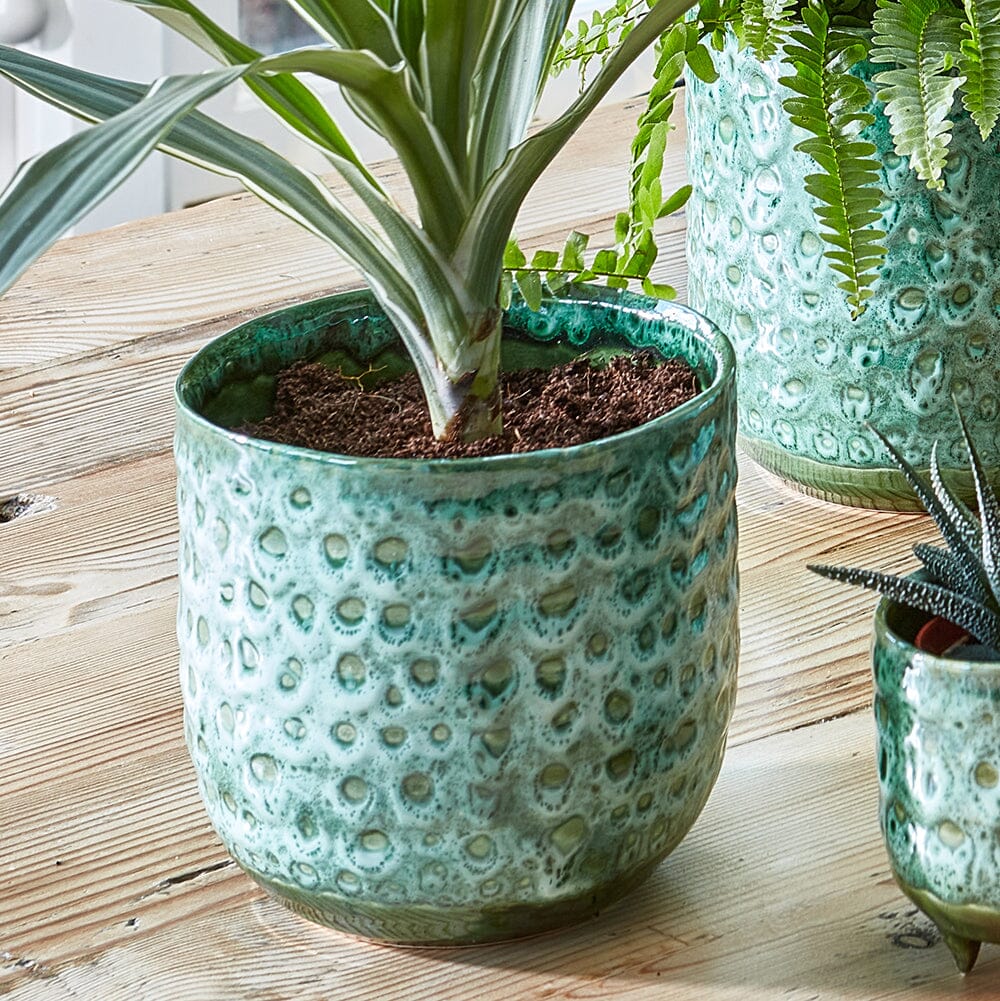 Emerald Reactive Glaze Ceramic 13cm Pot Pots & Planters