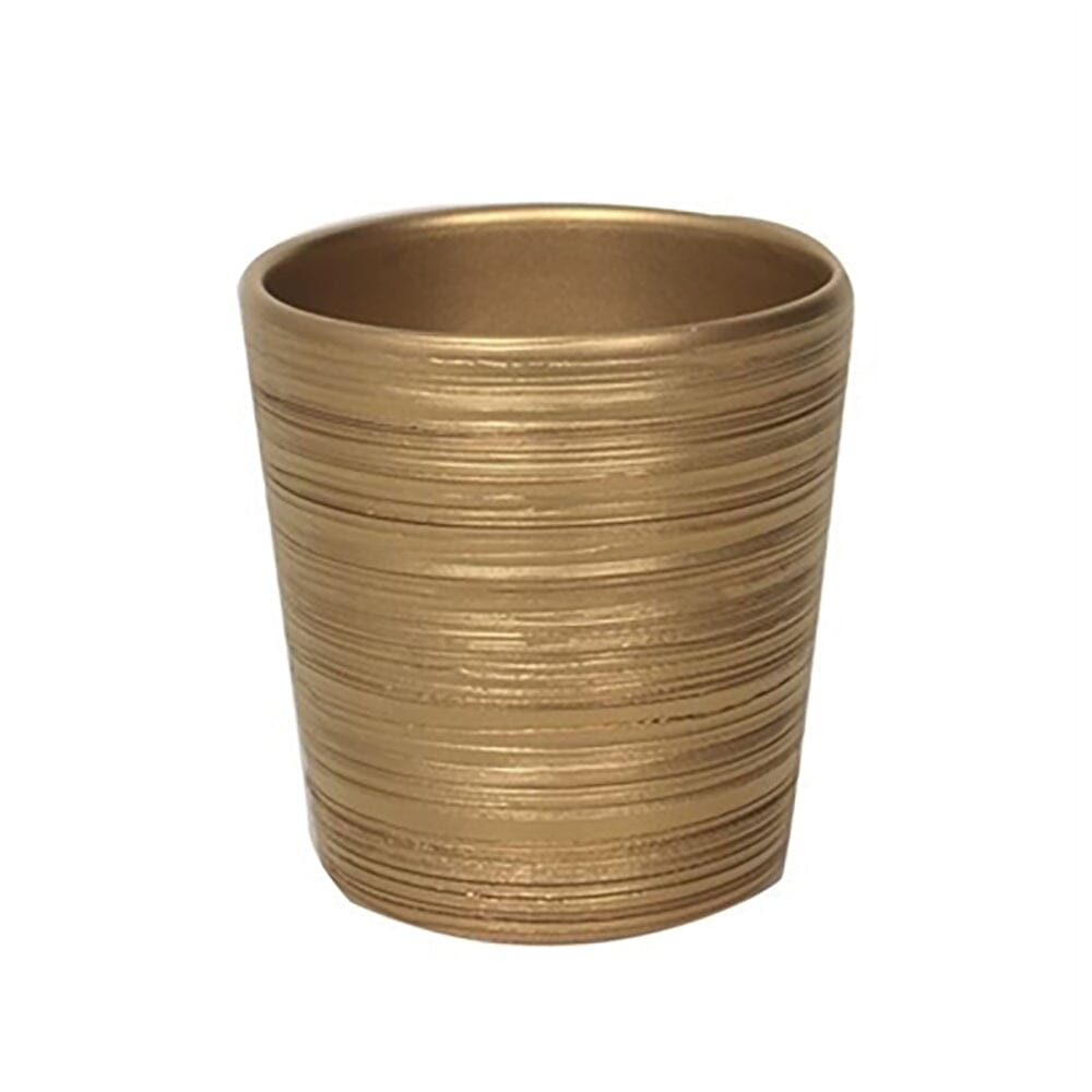 Gold Ribbed Ceramic Plant Pot 12cm Dia Pots & Planters