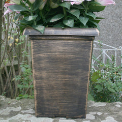 25cm Tall Square Gold Plant Pot Outdoor Pots