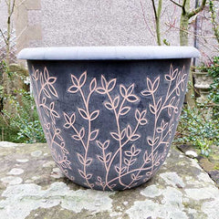 30cm Serenity Stout Planter Black/Brown Plant Pot Outdoor Pots