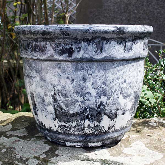 33cm Ardente Planter Grey Marble Plant Pot Outdoor Pots