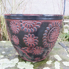 35cm Chengdu Patio Pot Black/Terracotta Plant Pot Outdoor Pots