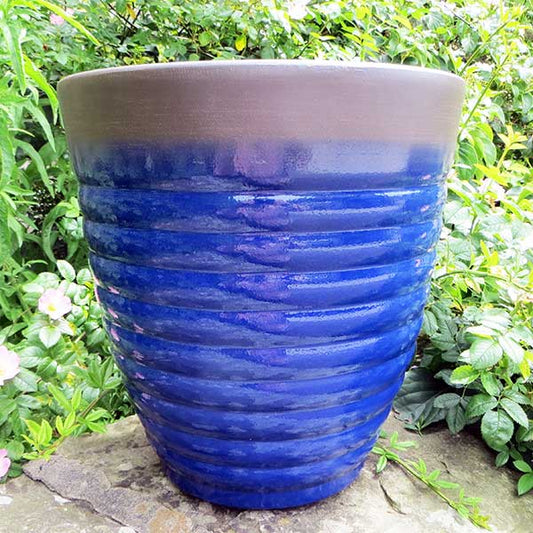 35cm Florence Planter Diamond Blue Plant Pot Outdoor Pots