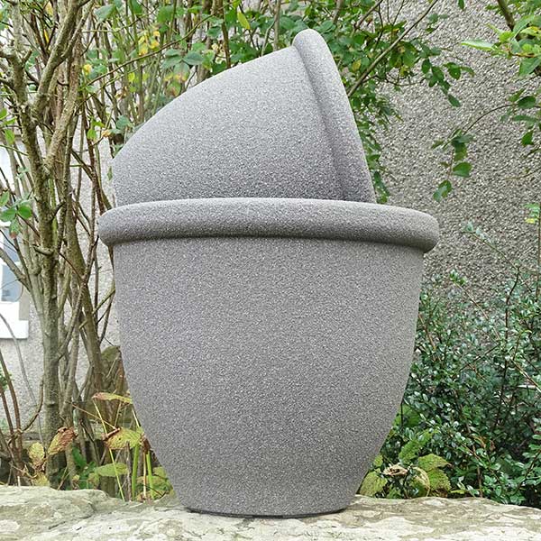 40cm Belair Planter Grey Stone effect Plant Pot Outdoor Pots