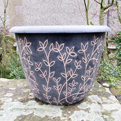 40cm Serenity Stout Planter Black/Brown Plant Pot Outdoor Pots