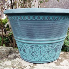 49cm Atlas Planter Black/Aqua Green Plant Pot Outdoor Pots