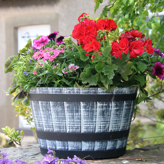 52cm Finisterre Barrel in Stone Grey Plant Pot Outdoor Pots