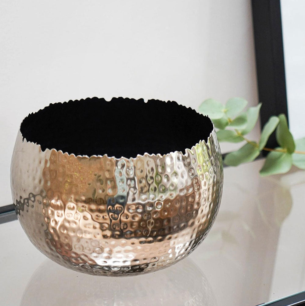 Hammered Bowl Nickel & Black 19cm Pots & Planters