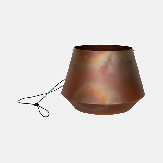 Indoor Soho Aged Copper Hanging Planter with Leather Strap 15cm Height 19cm Dia Pots & Planters