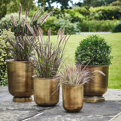 Outdoor Hampton Antique Brass Metal Planter 28cm Height 27.5cm Width Pots & Planters