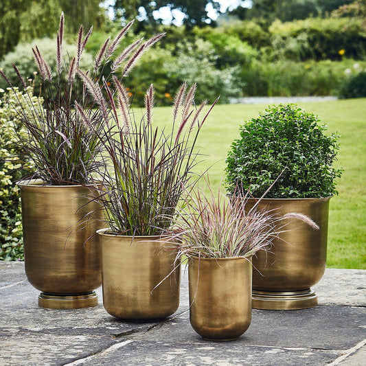 Outdoor Hampton Antique Brass Metal Urn 40cm Height 31.5cm Width Pots & Planters