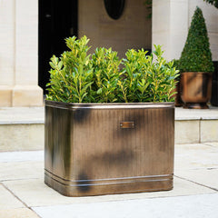 Outdoor Hampton Rectangular Copper Metal Planter 38cm Height 50cm Width Pots & Planters