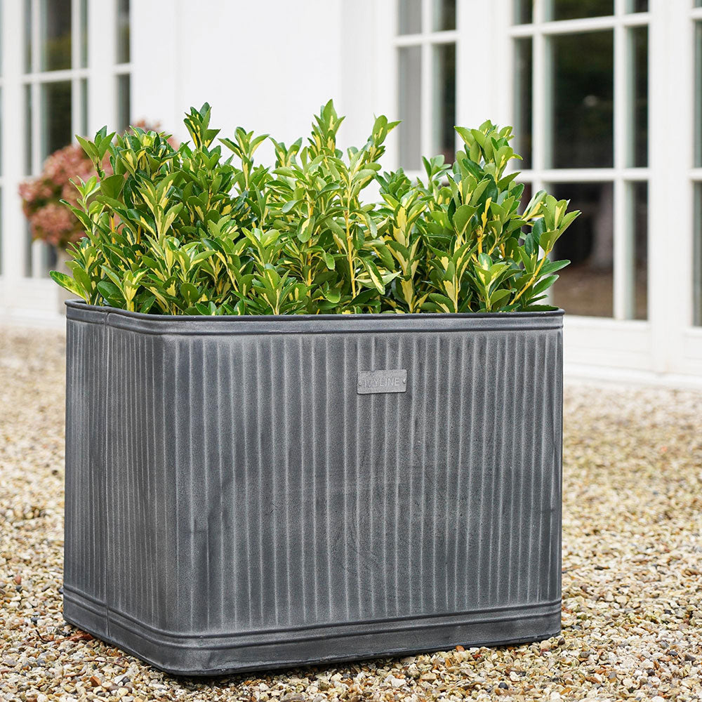 Outdoor Hampton Rectangular Galvanised Metal Planter 38cm Height 50cm Width Pots & Planters