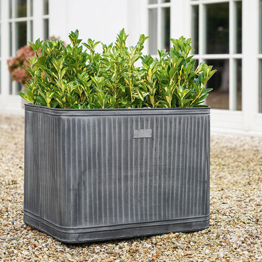 Outdoor Hampton Rectangular Galvanised Metal Planter 45cm Height 80cm Width Pots & Planters