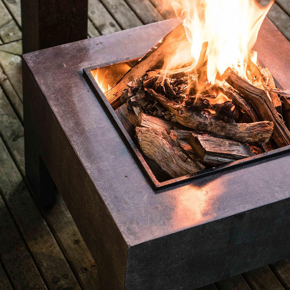 Square Fire Bowl & Square Console Granite 40cm Height 58cm Width Pots & Planters