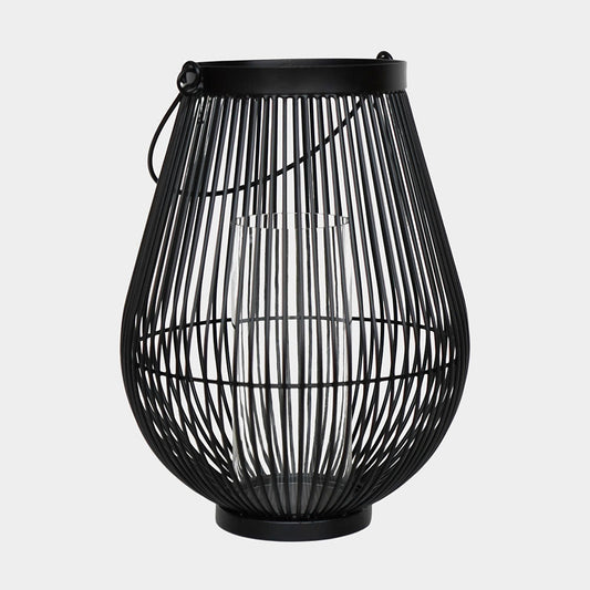 Venere Lantern Black with Glass Insert 34cm Height 26cm Width Pots & Planters