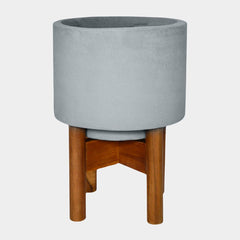 Vigo Concrete Grey Planter with Stand 28cm Pots & Planters